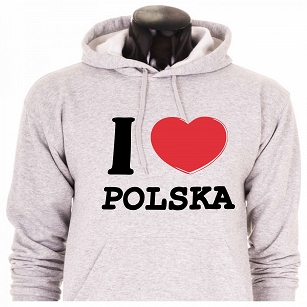 BLUZA KANGUR I LOVE POLSKA CZARNA/POPIELATA