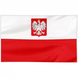 FLAGA POLSKA  100/60cm z GODŁEM POLSKI 