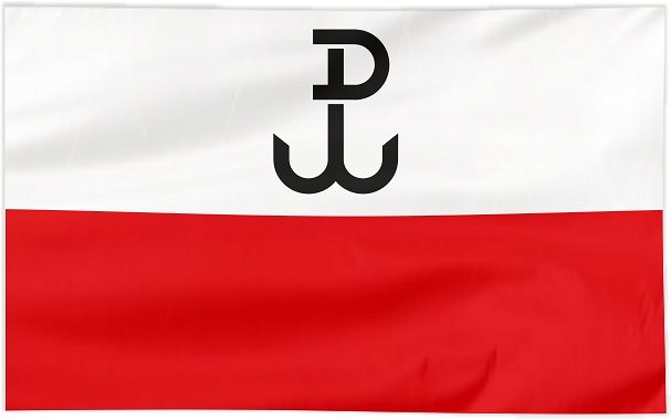 FLAGA POLSKA WALCZĄCA 150X90 KOTWICA BIAŁO-CZERWONA POWSTANIE WARSZAWSKIE