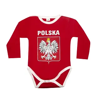 BODY POLSKA 100% BAWEŁNA CZERWONA DŁUGI RĘKAW - DUŻE GODŁO